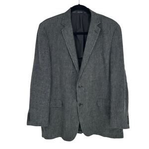 Calvin Klein Men’s 100% Linen Sport Coat 46L Blazer Black Classic Office Preppy